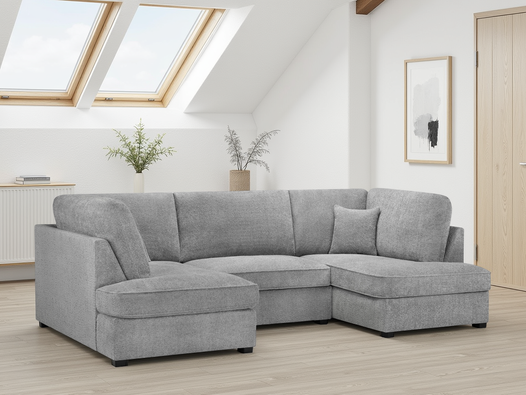 Carnaby Sofa Boucle Grey U Shape Corner