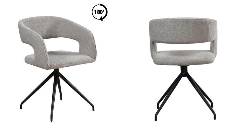 DC5196-LG-BCL - Swivel function Light Grey Boucle Fabric