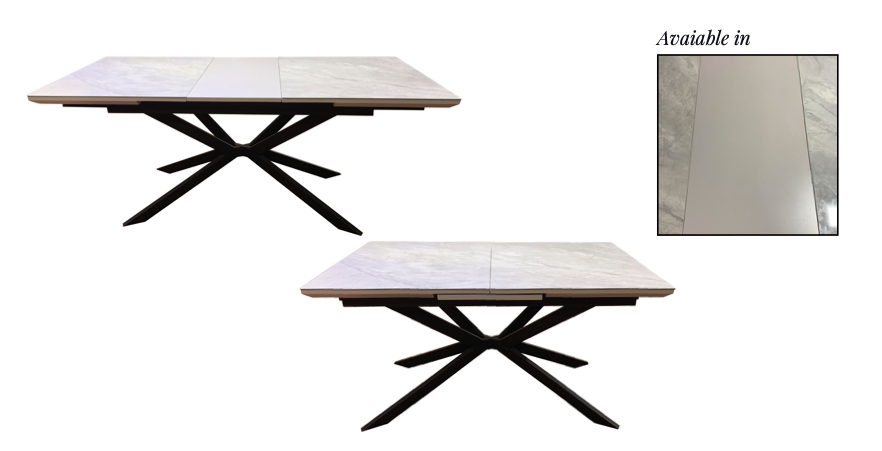 DT1547 6mm Sintered Stone (ceramic) Layered On 40mm Wood - Beka Light Grey – Shiny Finish - With Painted Wood Central Extension