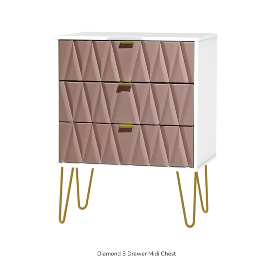 Diamond 3 Drawer Midi Chest