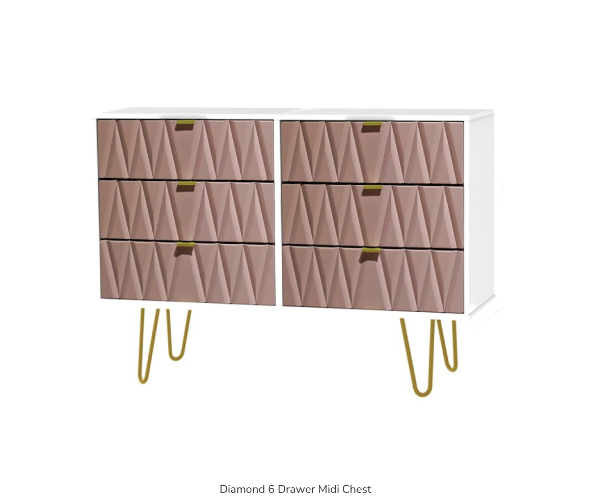 Diamond 6 Drawer Midi Chest