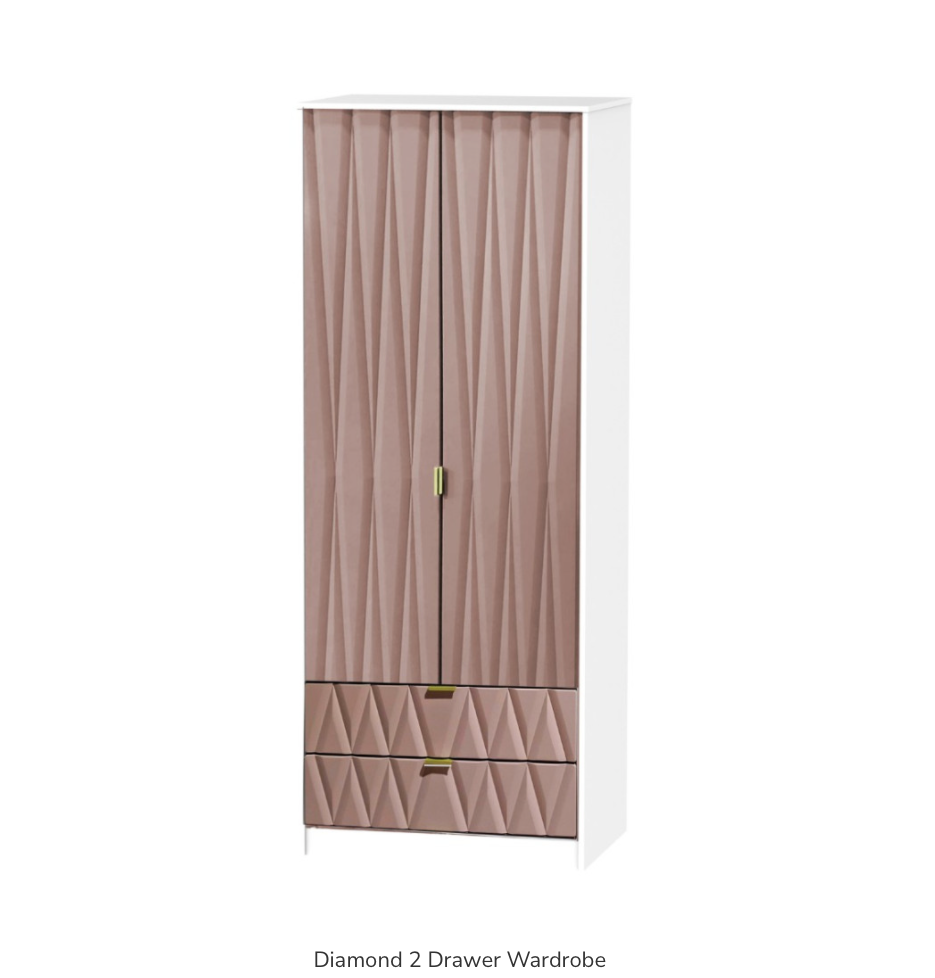 Diamond 2 Drawer Wardrobe