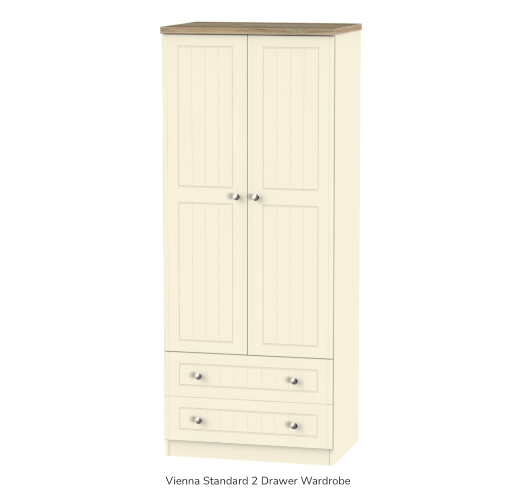 Vienna Standard 2 Drawer Wardrobe