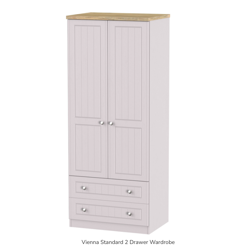 Vienna Standard 2 Drawer Wardrobe