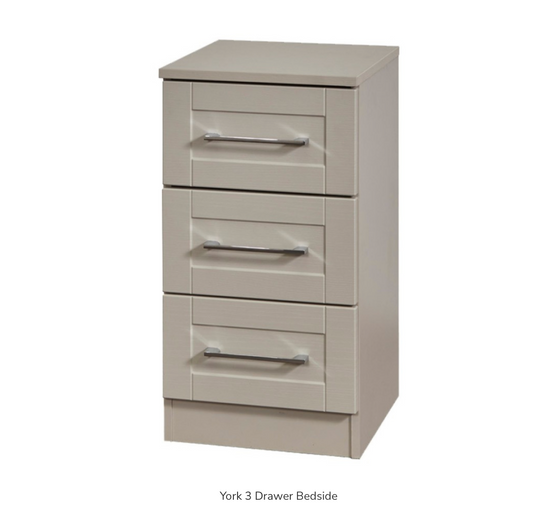 York 3 Drawer Bedside