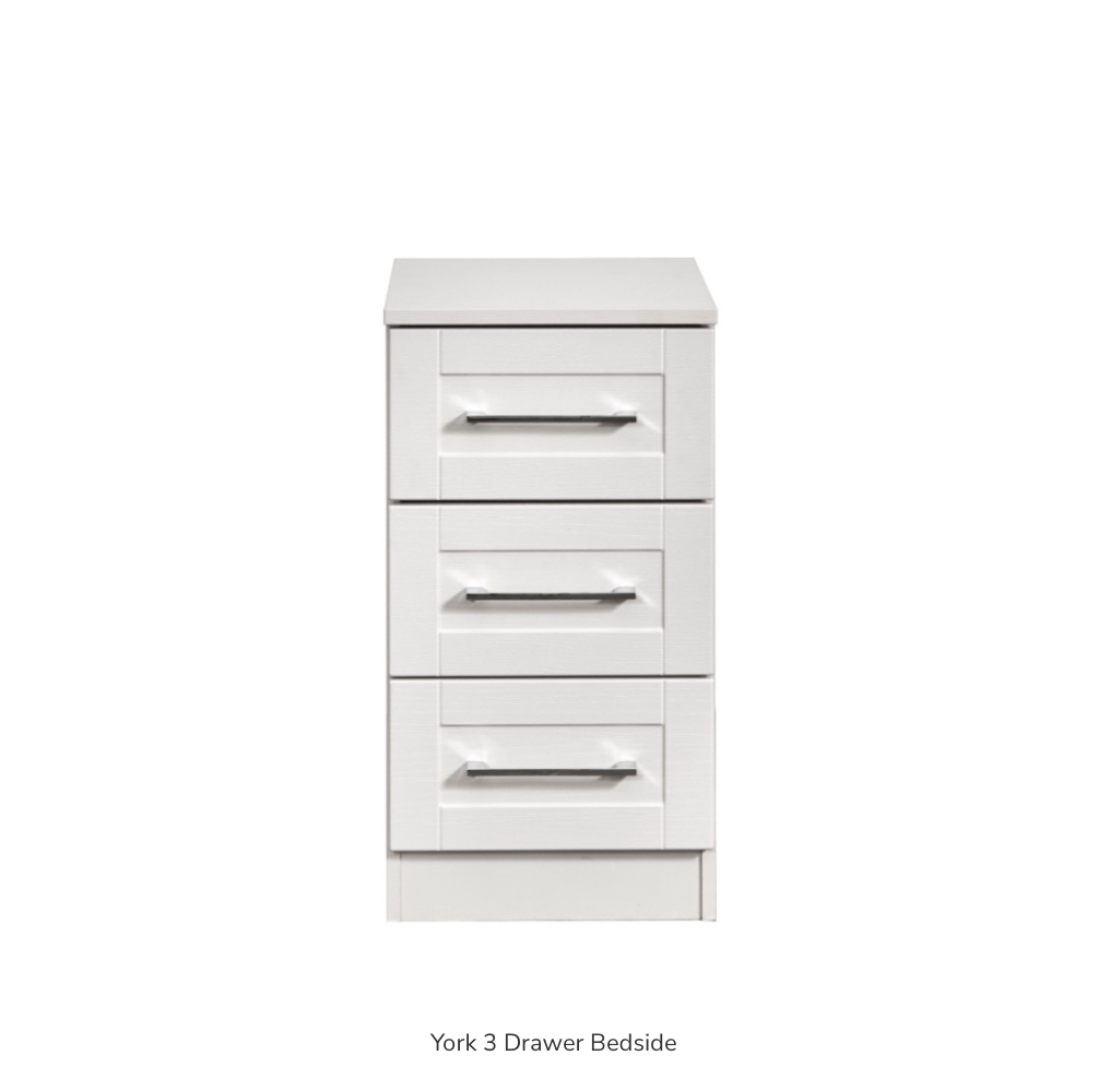 York 3 Drawer Bedside