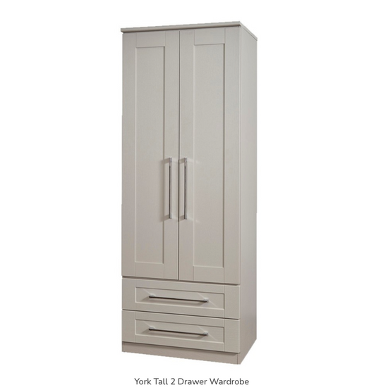 York Tall 2 Drawer Wardrobe