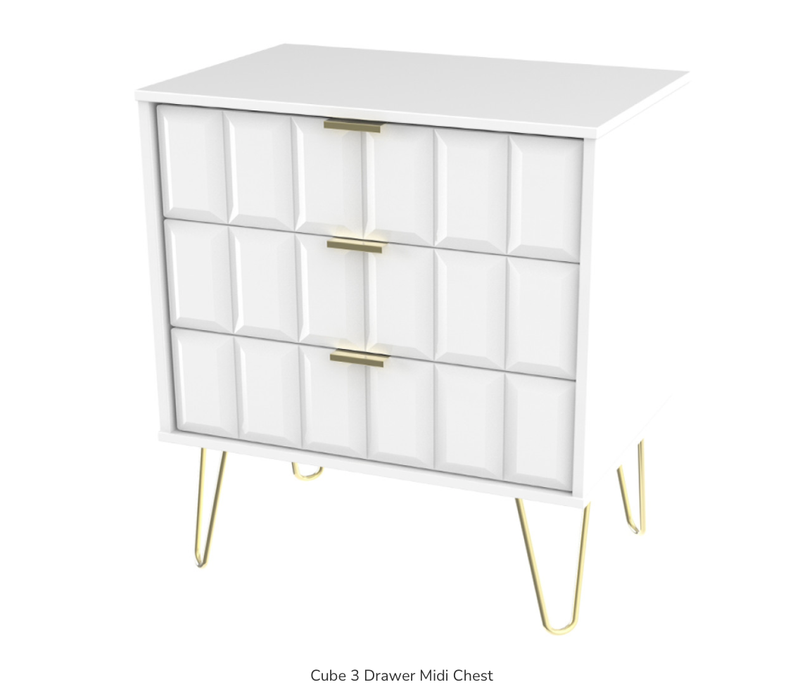Cube 3 Drawer Midi Chest