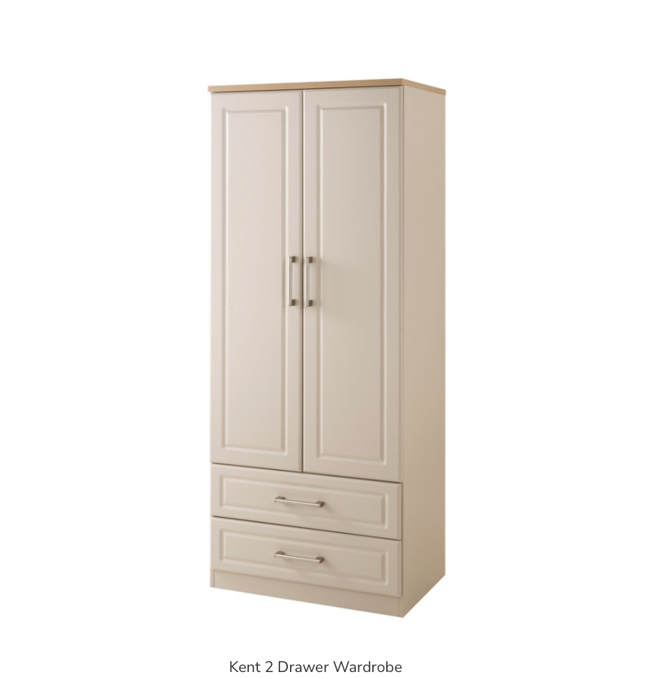 Kent 2 Drawer Mirrored Wardrobe
