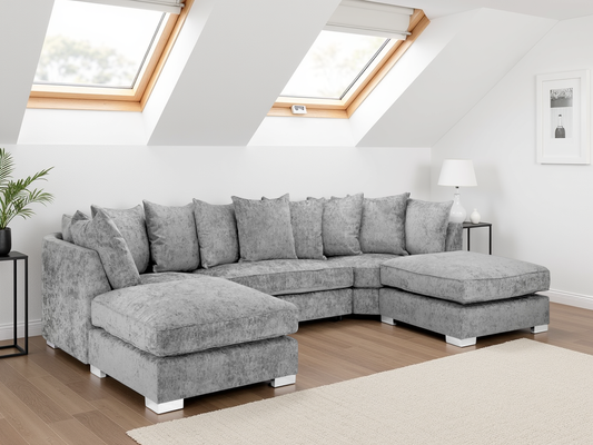 Bishop Scatterback Sofa Platinum U Shape Corner