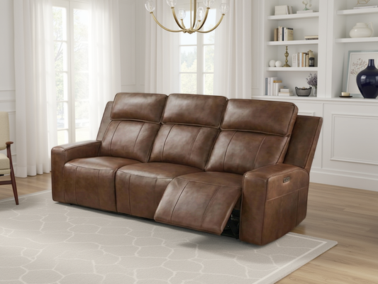 Barcelona Electric Recliner Sofa Brown 3 Seater
