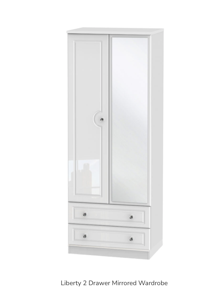 Liberty 2 Drawer Mirrored Wardrobe