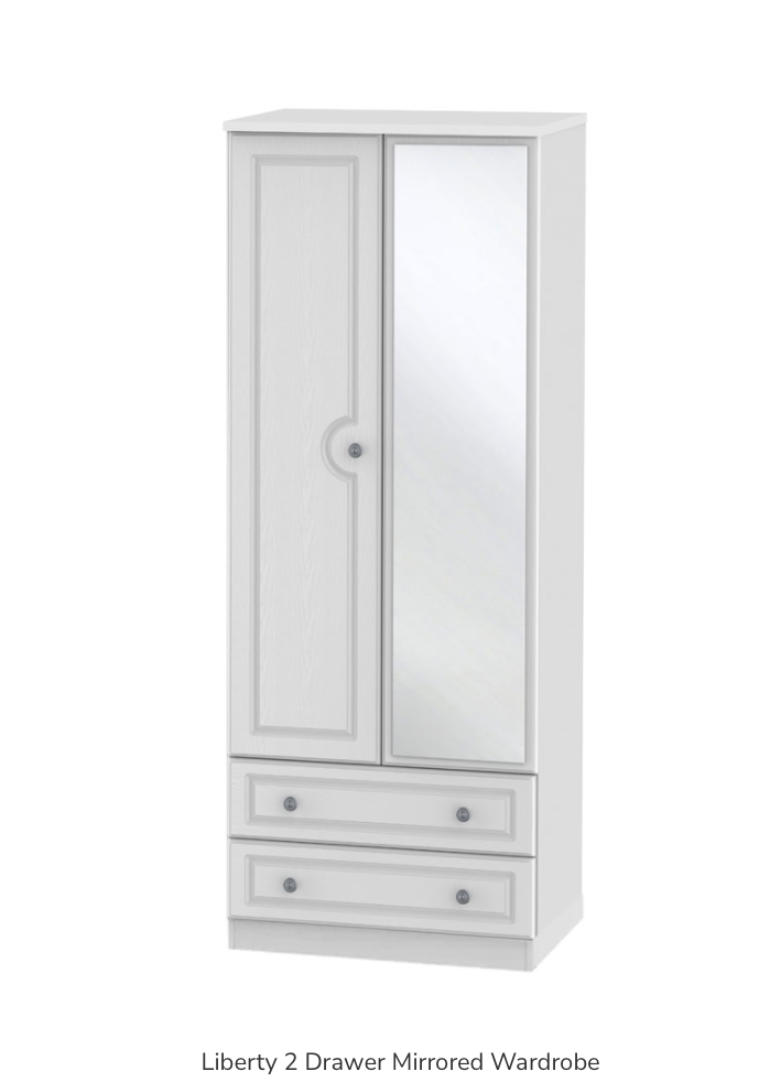 Liberty 2 Drawer Mirrored Wardrobe