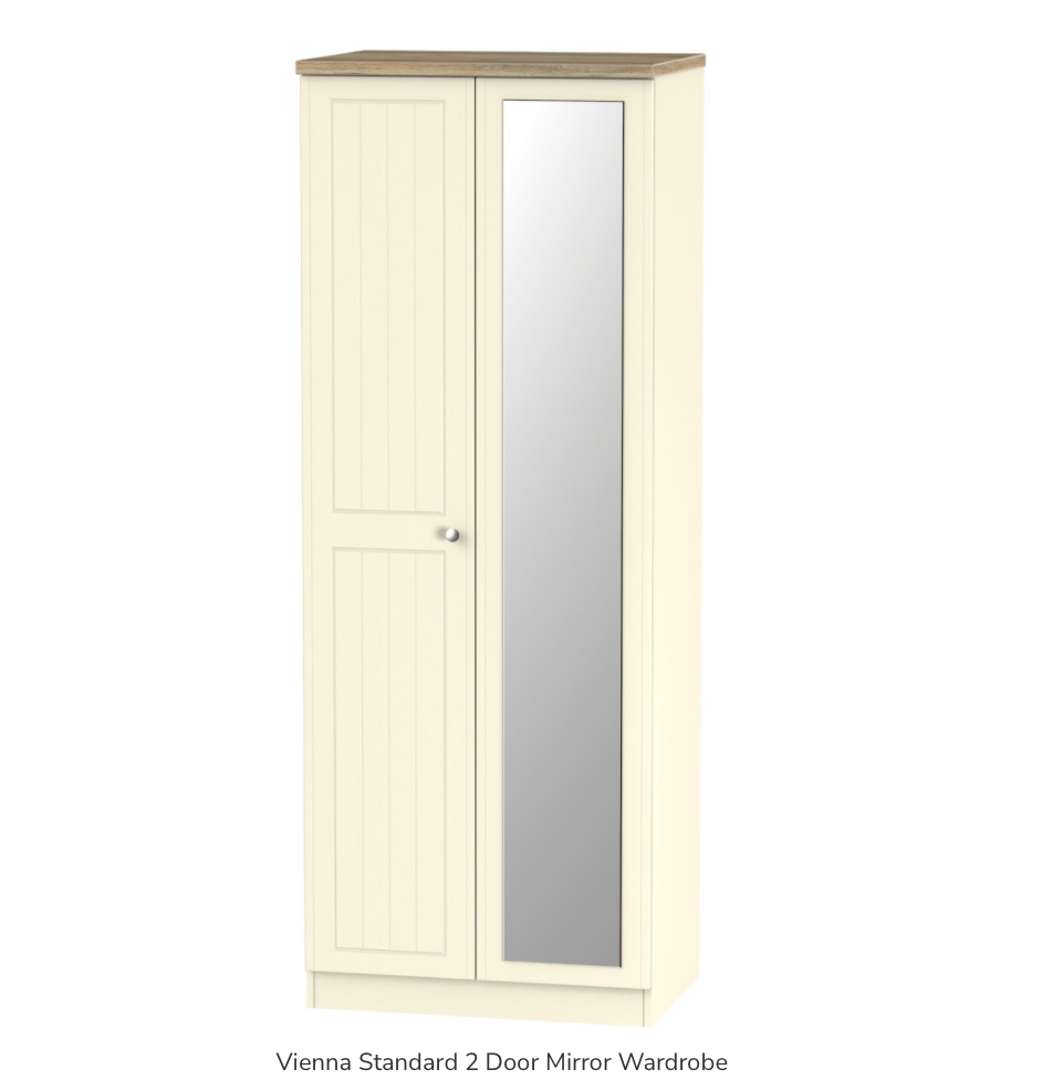 Vienna Standard 2 Door Mirror Wardrobe