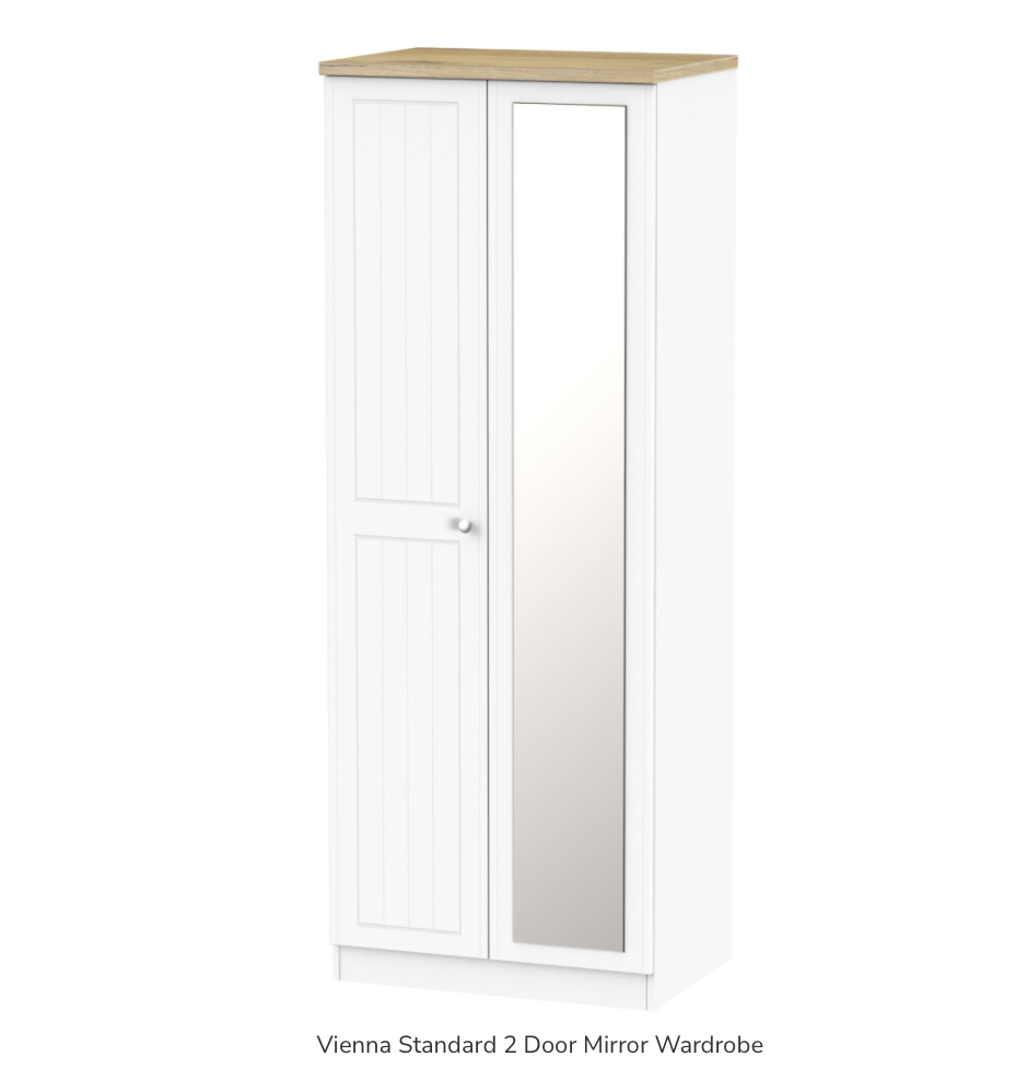 Vienna Standard 2 Door Mirror Wardrobe