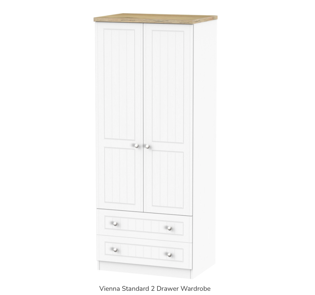 Vienna Standard 2 Drawer Wardrobe