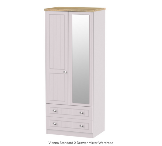 Vienna Standard 2 Drawer Mirror Wardrobe