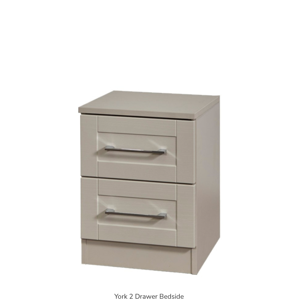 York 2 Drawer Bedside