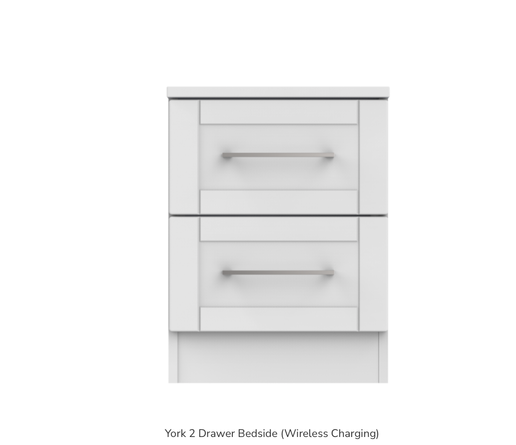 York 2 Drawer Bedside (Wireless Charging)