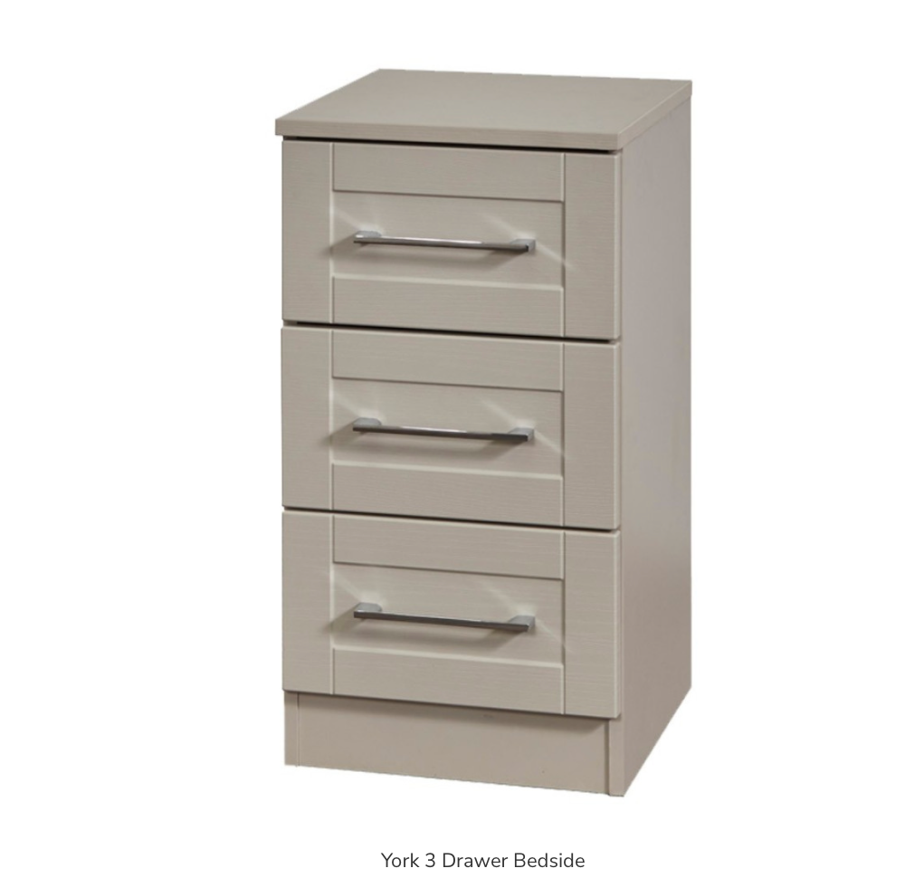 York 3 Drawer Bedside