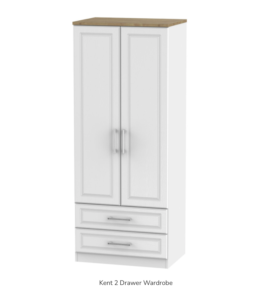 Kent 2 Drawer Mirrored Wardrobe